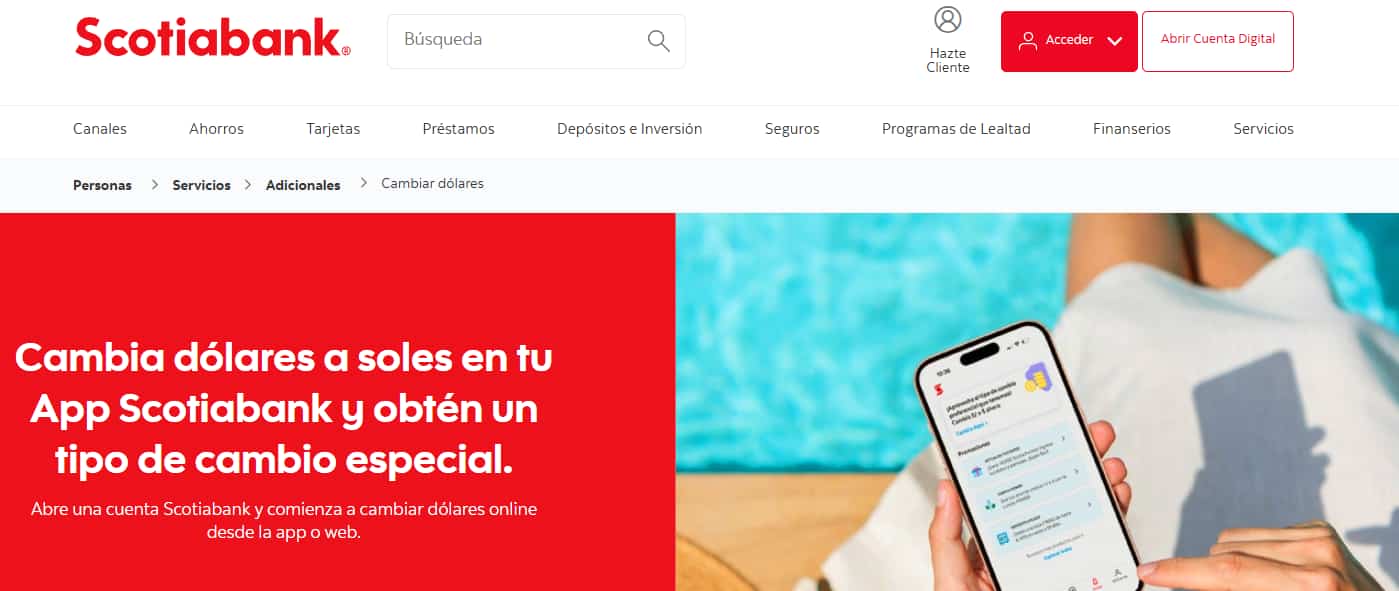 Cambia dólares de forma rápida y segura con la app y la web de Scotiabank